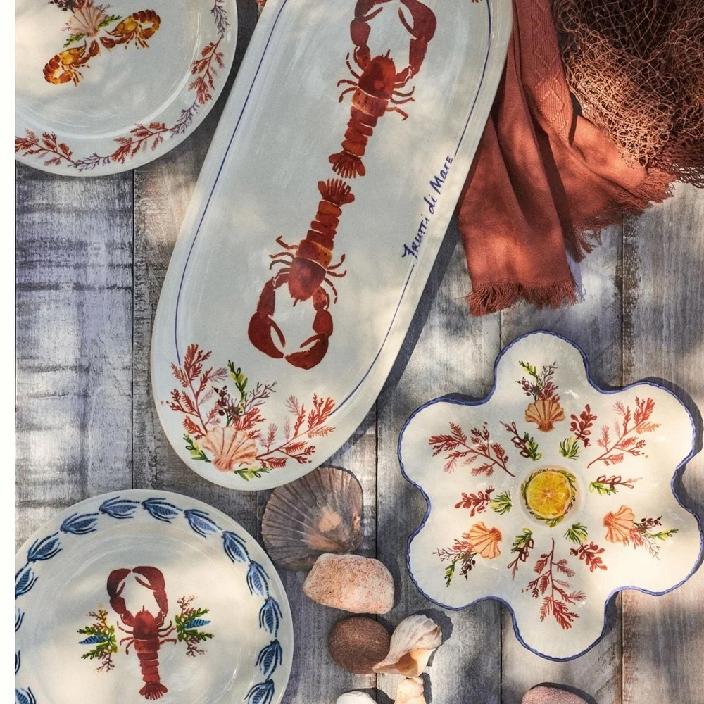 Anthropologie August Wren Crab Dinner Plate